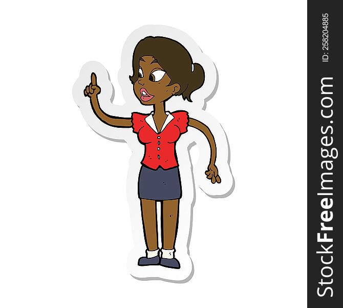 sticker of a cartoon woman with great idea