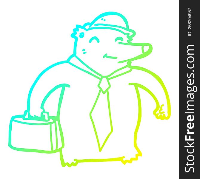 Cold Gradient Line Drawing Cartoon Business Bear
