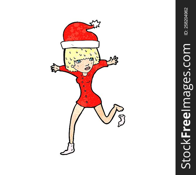 Cartoon Woman Excited For Christmas