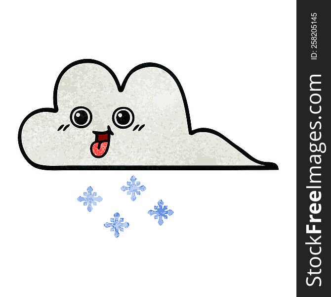 retro grunge texture cartoon snow cloud