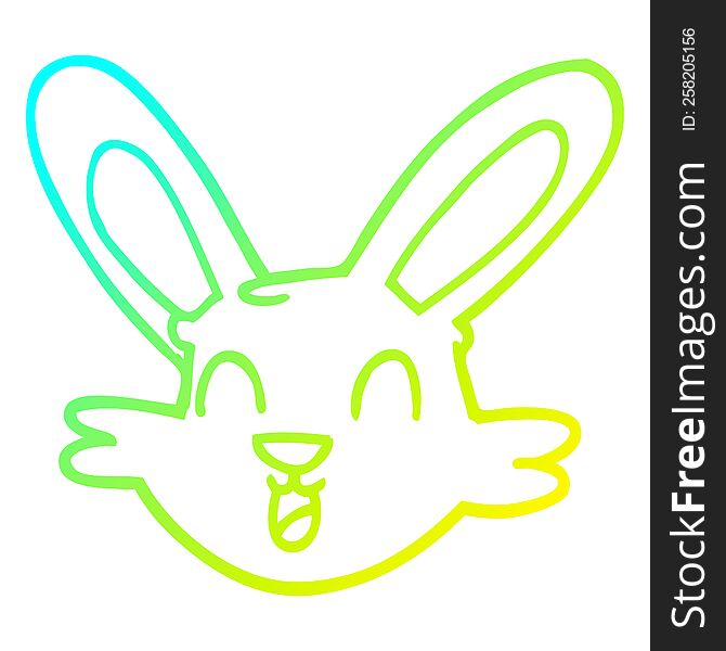 cold gradient line drawing of a cartoon cute bunny