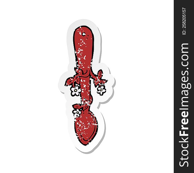 retro distressed sticker of a cartoon organic food symbol spoon