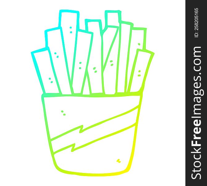 Cold Gradient Line Drawing Cartoon Box Of Fries