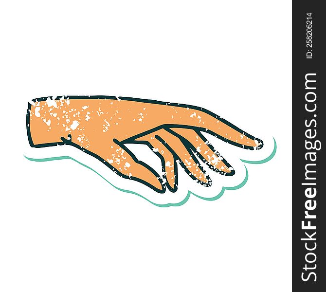 Distressed Sticker Tattoo Style Icon Of A Hand