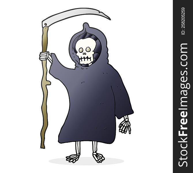 freehand drawn cartoon spooky death figure