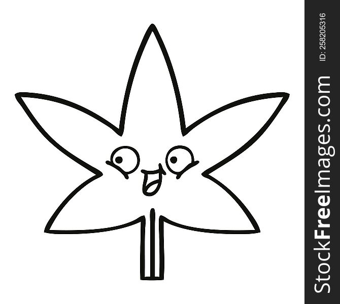 Line Drawing Cartoon Marijuana Leaf