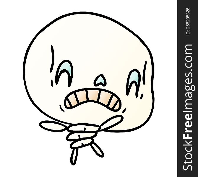 gradient cartoon of spooky kawaii skeleton