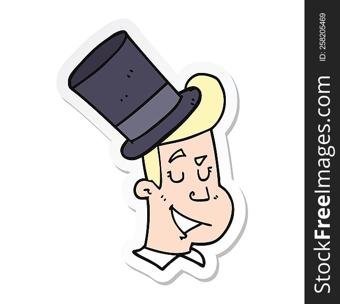 sticker of a cartoon man wearing top hat