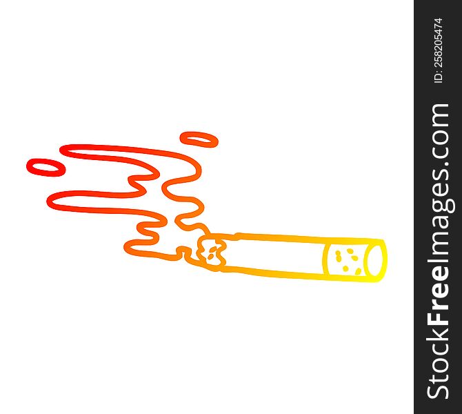 warm gradient line drawing of a cartoon cigarette