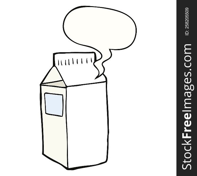 Cartoon Milk Carton And Speech Bubble