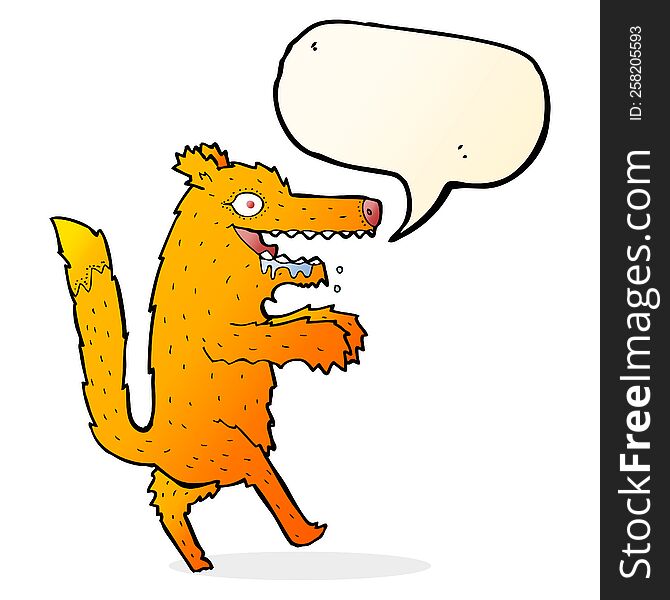cartoon hungry fox with speech bubble