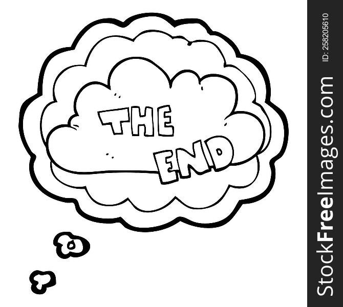 freehand drawn thought bubble cartoon The End symbol