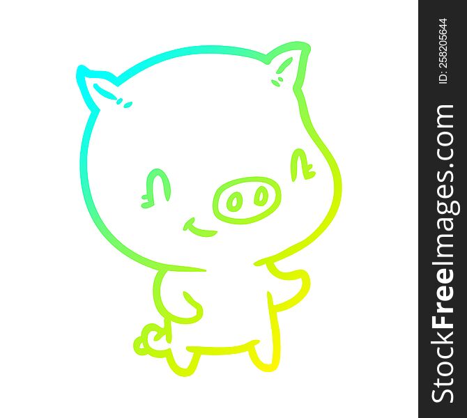 Cold Gradient Line Drawing Cute Cartoon Pig