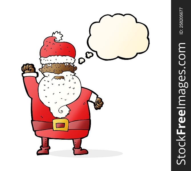 Cartoon Angry Santa Claus With Thought Bubble