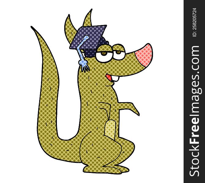 Cartoon Kangaroo With Graduation Cap