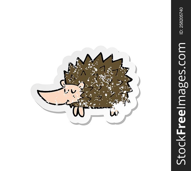 retro distressed sticker of a cartoon hedgehog