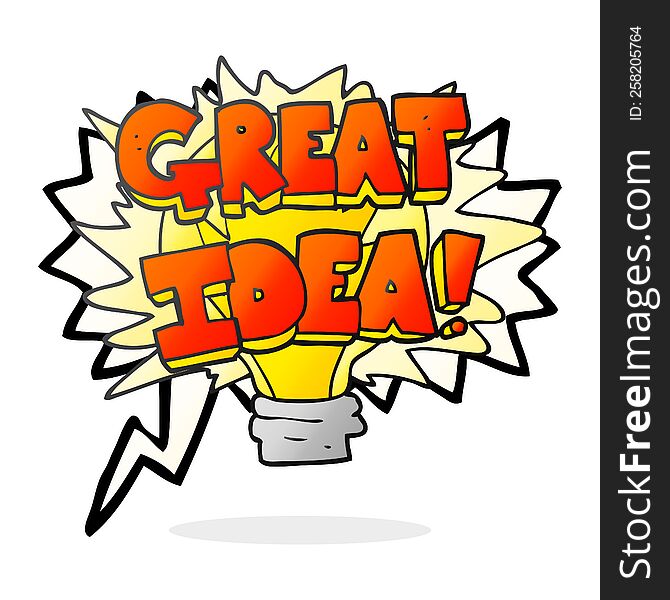 Speech Bubble Cartoon Great Idea Light Bulb Symbol