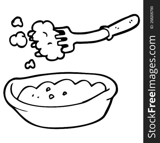 line drawing cartoon bowl of food