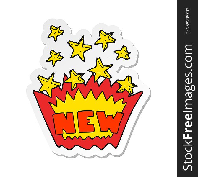 sticker of a cartoon NEW symbol