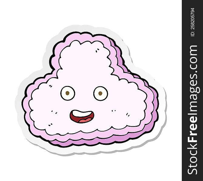 Sticker Of A Cartoon Happy Pink Cloud