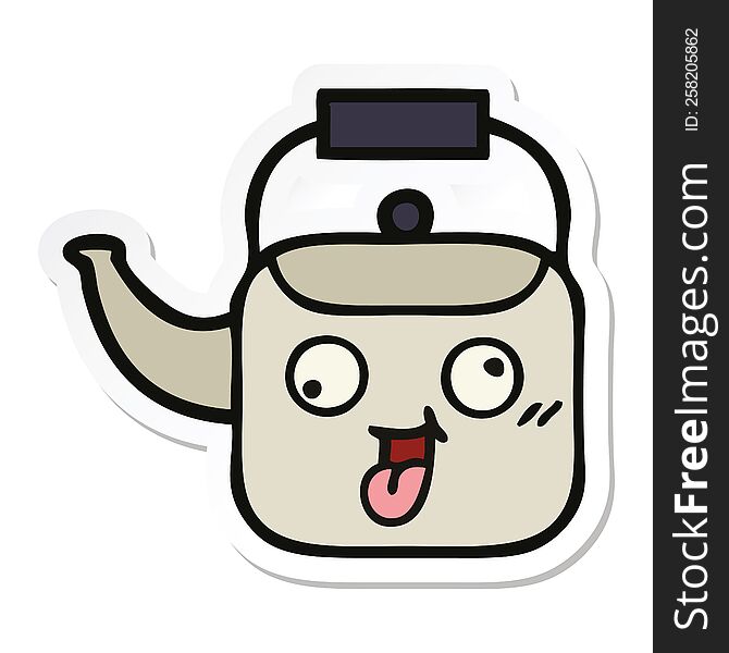 sticker of a cute cartoon kettle