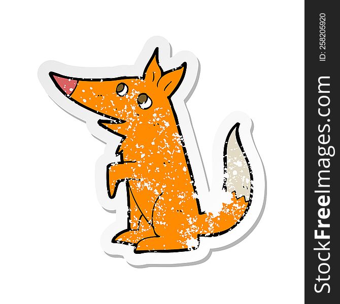 Retro Distressed Sticker Of A Cartoon Fox Cub