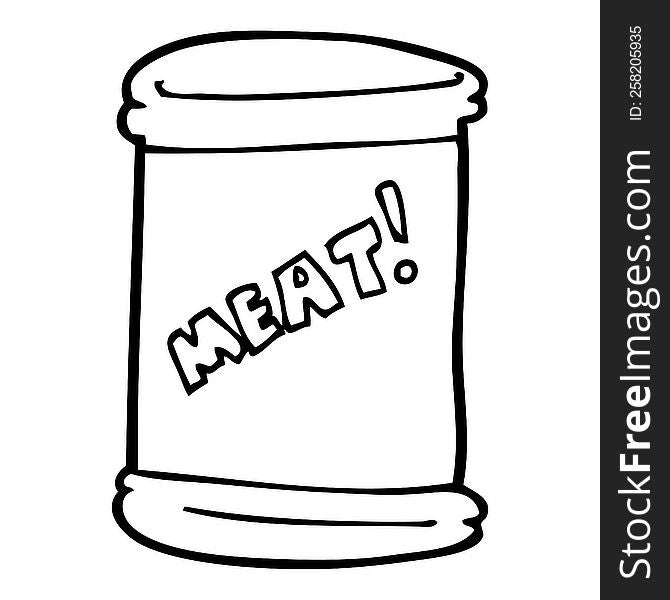 line drawing cartoon can of meat