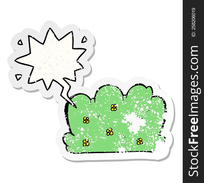 Cartoon Hedge And Speech Bubble Distressed Sticker