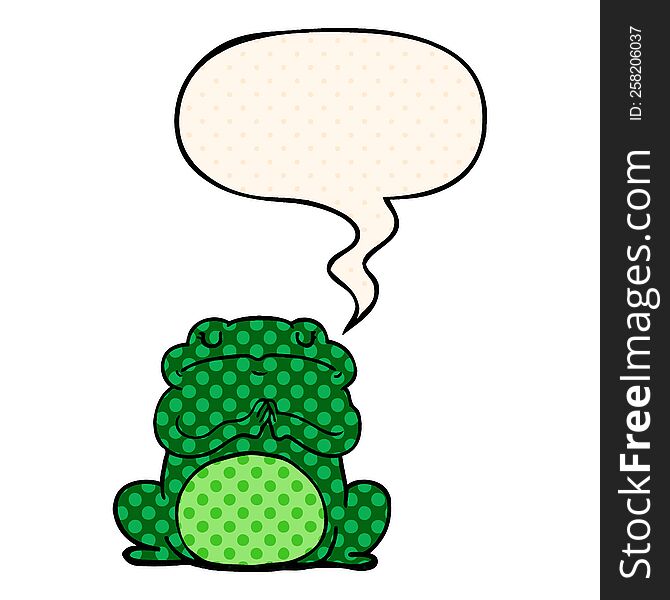 Cartoon Arrogant Frog And Speech Bubble In Comic Book Style