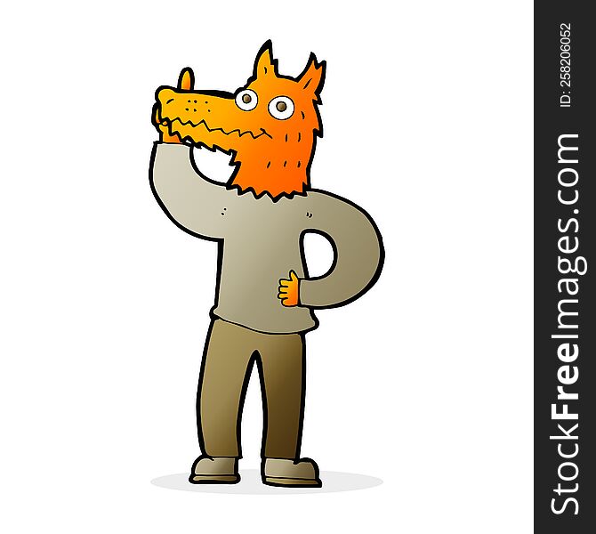 cartoon fox man with idea