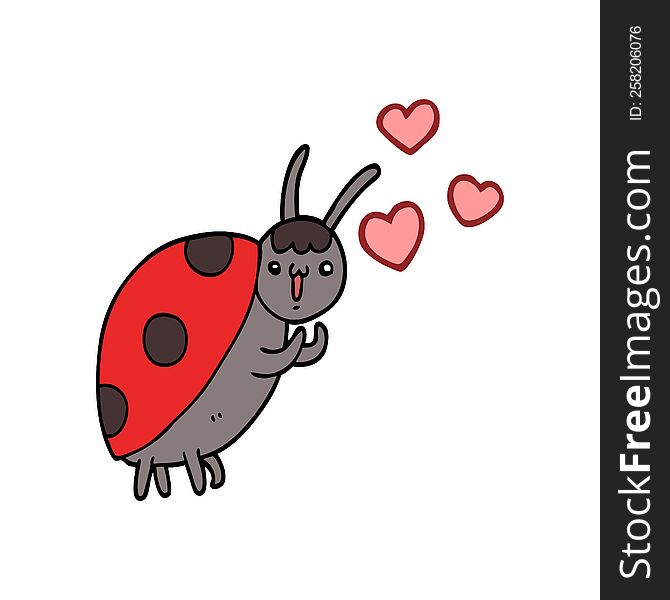 Cute Cartoon Ladybug In Love