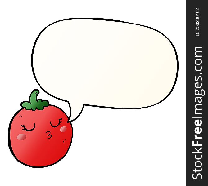 Cartoon Tomato And Speech Bubble In Smooth Gradient Style
