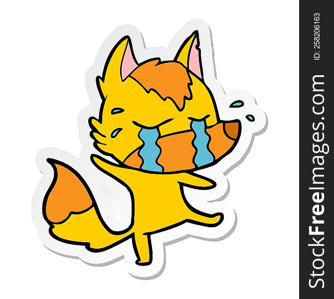 Distressed Sticker Of A Cartoon Sasd Little Fox