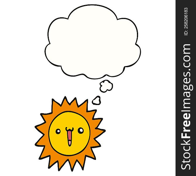 Cartoon Sun And Thought Bubble