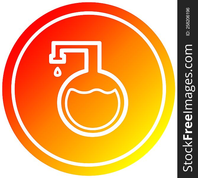 chemical vial circular icon with warm gradient finish. chemical vial circular icon with warm gradient finish