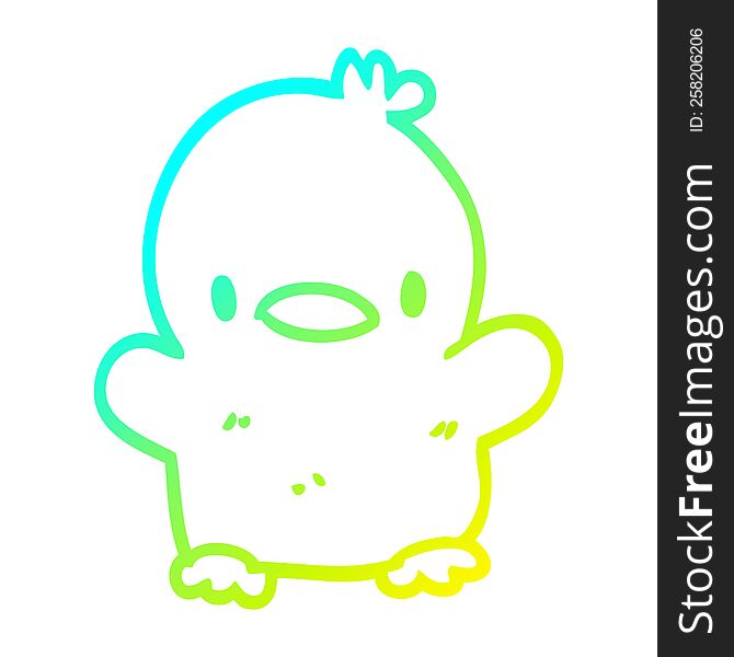 cold gradient line drawing of a cartoon baby duck