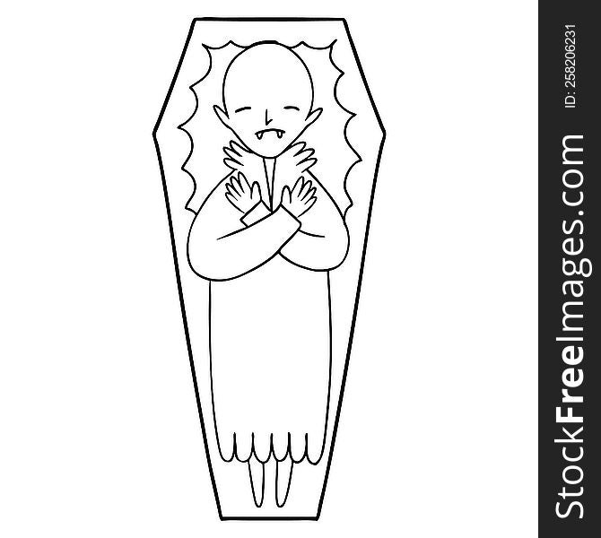 spooky cartoon vampire in coffin. spooky cartoon vampire in coffin