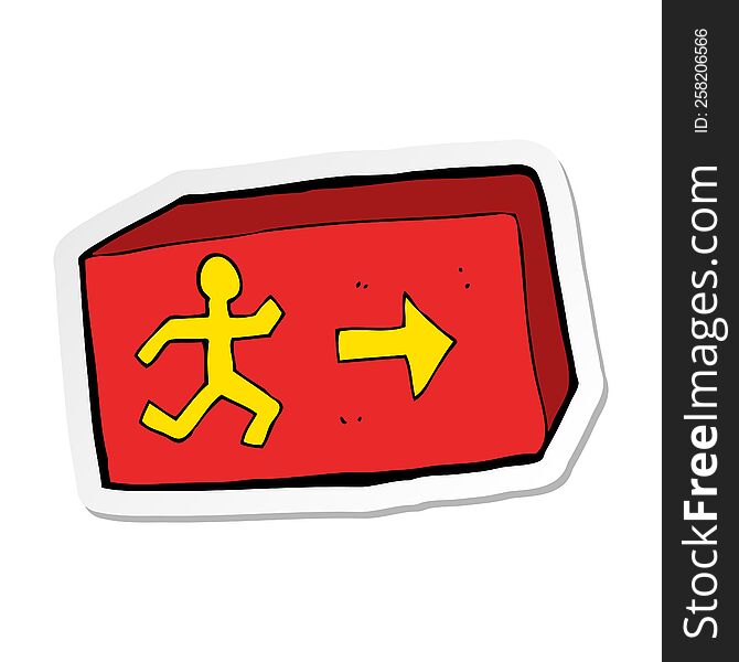 sticker of a cartoon exit sign