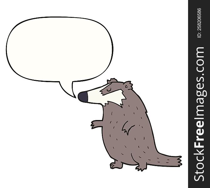 cartoon badger with speech bubble. cartoon badger with speech bubble