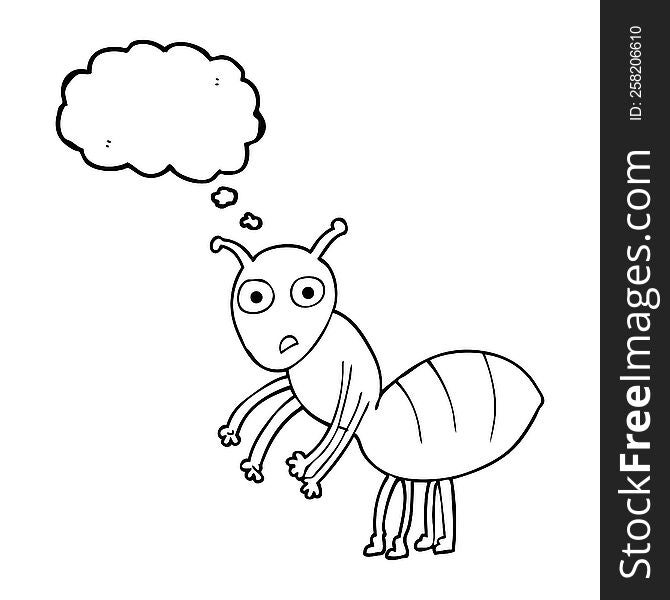 freehand drawn thought bubble cartoon ant