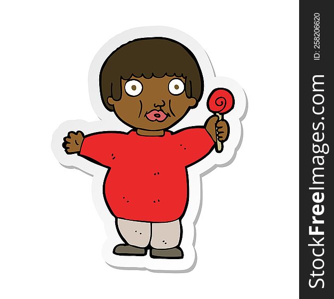 Sticker Of A Cartoon Fat Child