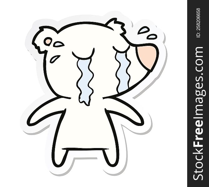 Sticker Of A Cartoon Crying Polar Bear