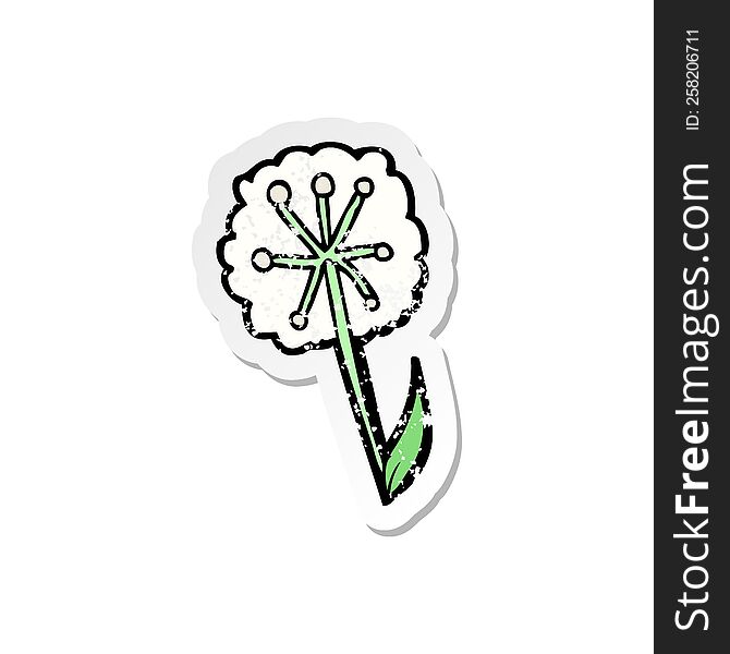 retro distressed sticker of a cartoon dandelion