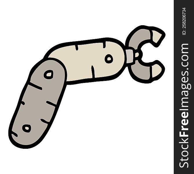 Hand Drawn Doodle Style Cartoon Robot Arm