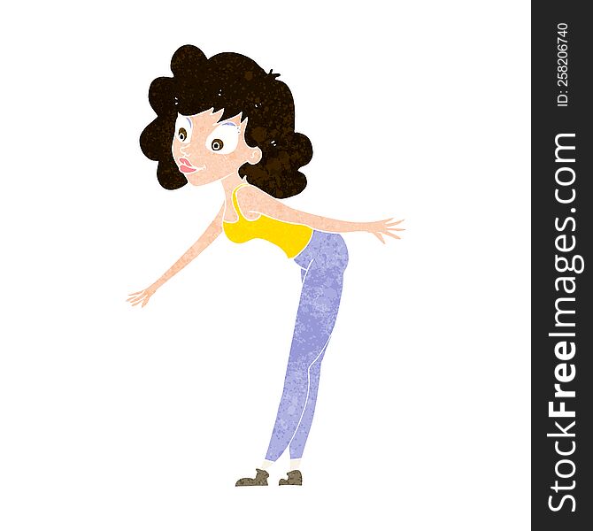 Cartoon Woman Reaching To Pick Something Up