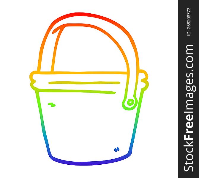 rainbow gradient line drawing of a cartoon bucket