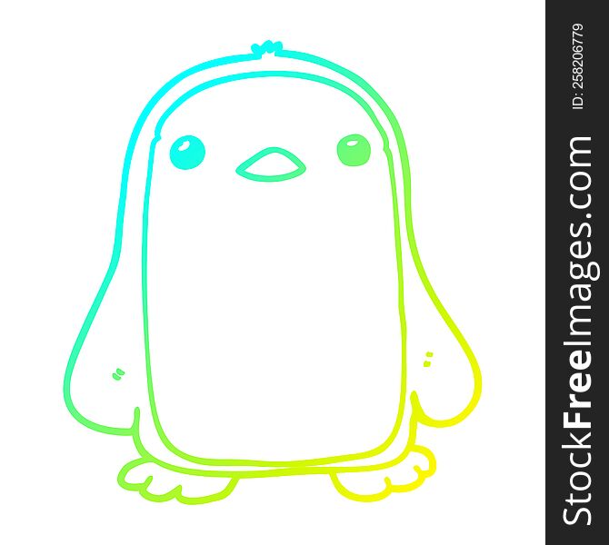 Cold Gradient Line Drawing Cute Cartoon Penguin