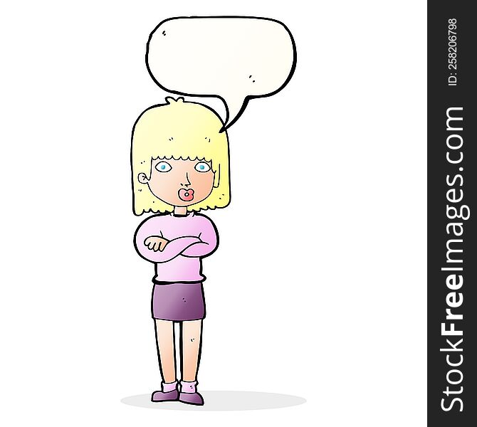 cartoon impatient woman with speech bubble