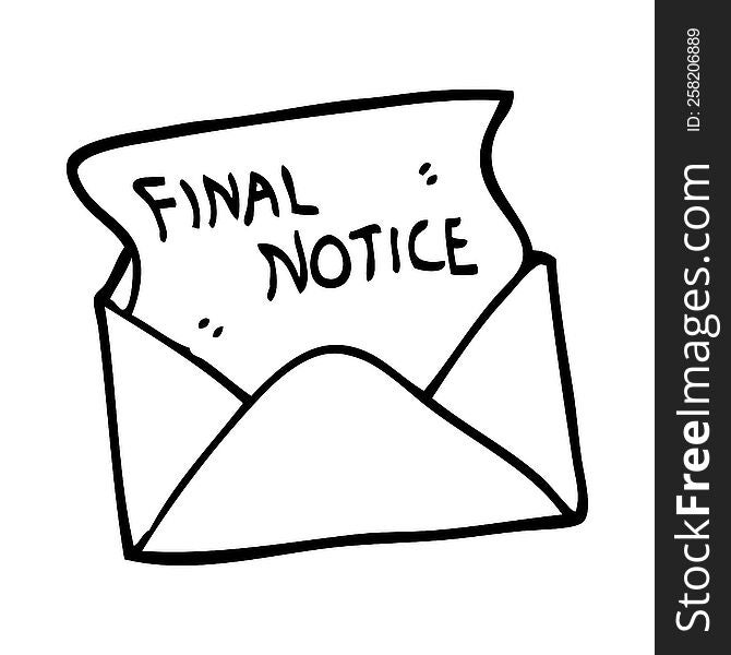 black and white cartoon final notice letter