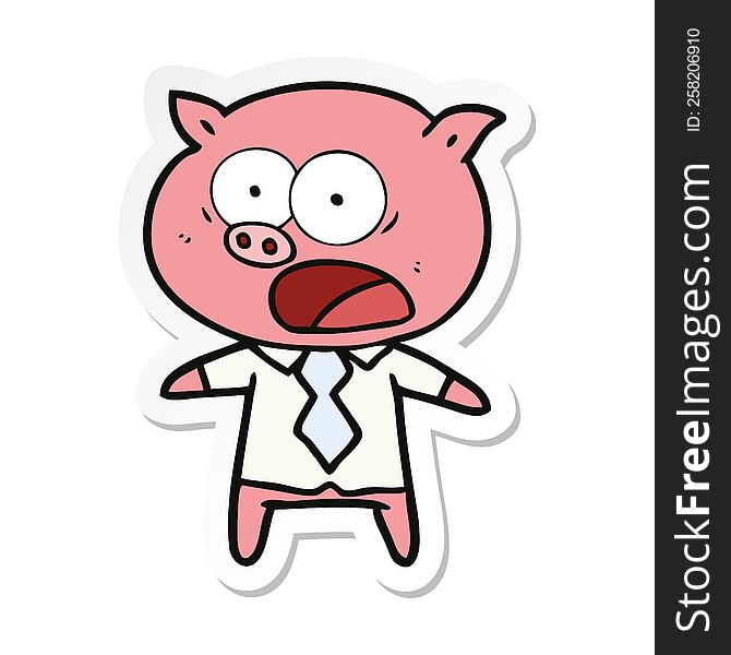 Sticker Of A Cartoon Pig Shouting